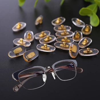  10 пар / лот Золотые очки из ПВХ Противоскользящий алюминиевый проводник Серебряные носовые накладки