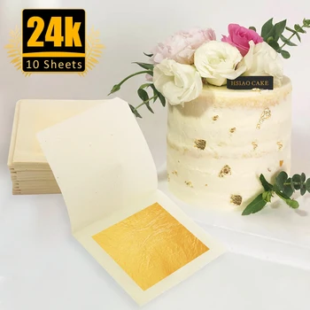  100 листов 24K Бумага из фольги из чистого золота Позолота Позолота DIY Искусство Ремесло Бумага День Рождения Свадебный Торт Десерт Украшения