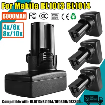  10PACK 6000 мАч для сменного аккумулятора Makita BL1013 10,8 В 12 В BL1014 BL1015 LiIon Заменить аккумуляторы Аккумулятор электроинструмента