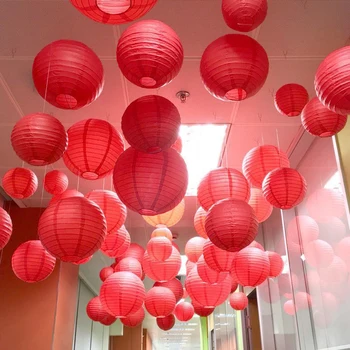  20 см Китайские бумажные фонарики Свадьба День рождения Украшение Бумажные шары DIY Подарок Ремесла Висячие фонари Декор