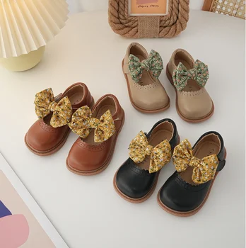  2023 Корейская версия детской обуви принцесса туфли весна новая женская сокровищница маленькие кожаные туфли