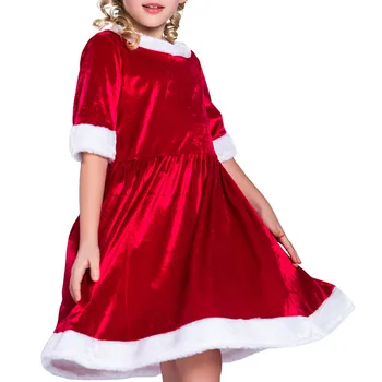  2023 Рождественский костюм Маленькая девочка Рождественское маленькое красное платье Праздничный набор для новогоднего подарка