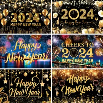 2024 Новогодний тематический фон баннер 180x115 см С Новым годом фотография фон домашняя вечеринка