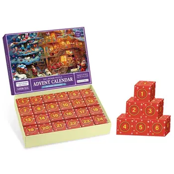  24 Days Countdown Holiday Puzzle Toys 1008Pcs Рождественские пазлы Адвент-календарь Рождественские подарки для детей и взрослых