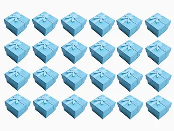  24 шт. Кольцевая коробка Маленькие подарочные коробки Прочная картонная кубическая коробка для ювелирного кулона 1,6 х 1,6 х 1,2 дюйма (синий)