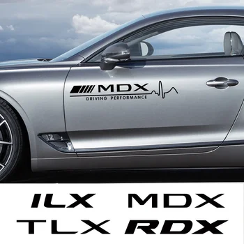  2PCS Наклейки на боковые двери автомобиля Авто Экстерьер Виниловая пленка Наклейки Спортивный Стайлинг Аксессуары Для Acura MDX V6 Aspec VTEC ILX TLX RDX