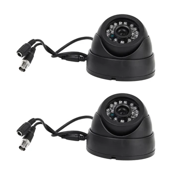  2X Черная камера наблюдения PAL 1/3 дюйма CMOS 700TVL 24 LED IR Cut 3,6 мм Внутренняя купольная камера видеонаблюдения