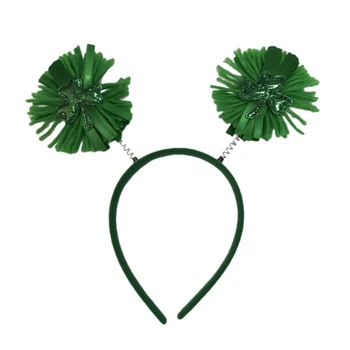  2XPC StPatrick Day Зеленая повязка для волос Пайетки Трилистник Повязка на голову Ирландский национальный день Празднование Вечеринка Реквизит Детские аксессуары для головы