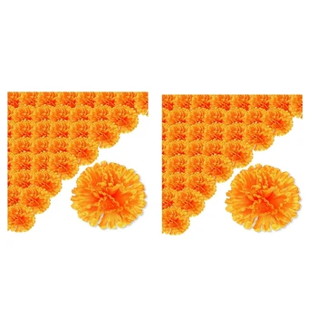 3,9 дюйма Цветы календулы Искусственный День Мертвого Цветка 100 шт. Поддельные цветы календулы Головка для изготовления гирлянды из календулы