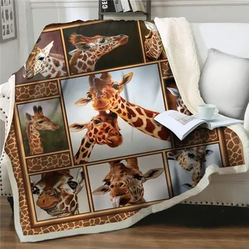  3D жираф шерпа бросок одеяло мультяшное животное Принт мягкая фланель Покрывало легко стирается Плюшевые толстые одеяла на диване Одеяло