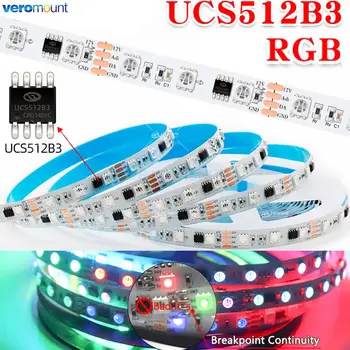  5 м постоянного тока 12 В 24 В DMX512 Светодиодная полноцветная пиксельная светодиодная лента SMD 5050 RGB UCS512B3 Внешняя ИС Точка останова Непрерывность 60/72 светодиодов/м 10 мм печатная плата