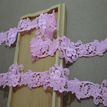   5 см ширина (2 ярда / лот) розовая водорастворимая кружевная отделка Venise с l Дизайн для украшения свадебной невесты и одежды