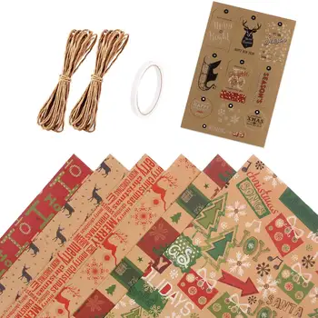   6 листов оберточной бумаги для рождественской оберточной бумаги для вечеринки по случаю дня рождения набор подарочной оберточной бумаги