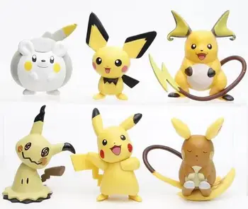  6pcs/set Mimikyu Raichu Pikachu Pokemon Figure Игрушки