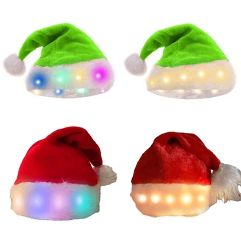  831B 5 шт./компл. Светодиодная рождественская шапка Праздничные шапки Санта-Клауса Плюшевая остроконечная кепка с огнями