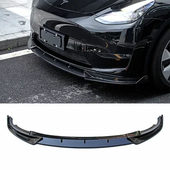  Auto Front Lower Bumper Lip Spoiler for Tesla Model Y Body Kit Cover Guard Carbon Look Splitter Diffuser Автомобильные аксессуары