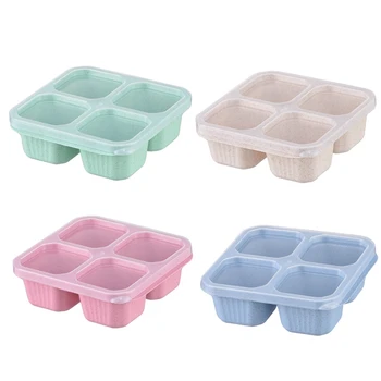  Bento Box - многоразовые контейнеры для приготовления пищи с 4 отделениями, идеальные контейнеры для хранения продуктов, компактные и штабелируемые, простые в использовании