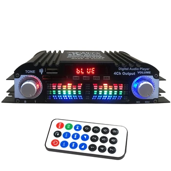  Bluetooth 5.0 HIFI Audio Amplifier 4-канальный цифровой звуковой усилитель для домашних аудиосистем, автомобилей, караоке Поддержка USB SD AUX