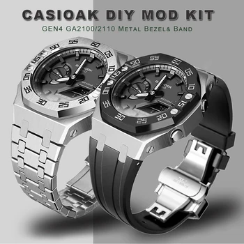  CasiOak Mod Kit GEN4 GA2100 Металлический безель для модификации Casio 3-й резиновый ремешок корпуса часов 4-го поколения GA 2100/2110 Сталь