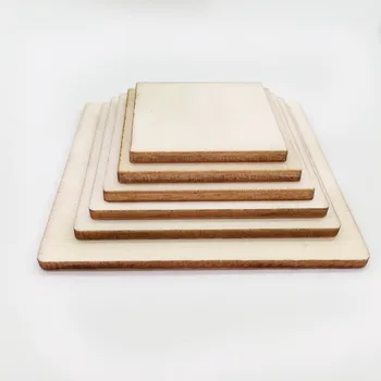  DIY Пустые деревянные квадраты смешанного размера Деревянные куски Незаконченные круглые угловые квадратные деревянные вырезы для проекта DIY Arts Craft