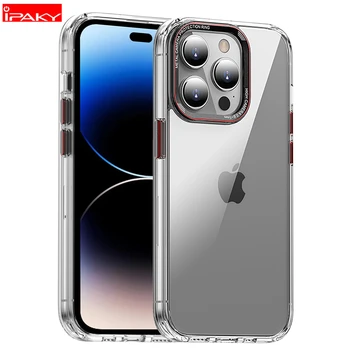  IPAKY для iPhone 14 13 Чехол 13 14 Pro 14 Plus HD Прозрачная алюминиевая защита объектива Противоударная крышка для iPhone 13 14 Pro Max