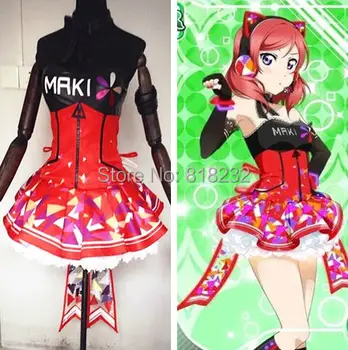  Love Live School Idol Project Cyber Видеоигры Nishikino Maki Light Up Slip Tee Dress Uniform Outfit Аниме Косплей Костюмы