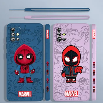  Marvel Cute Spider-Man Жидкий левый веревочный чехол для Samsung A91 A81 A71 A51 A41 A31 A11 A50S A3 A03S A02 A01 Крышка сердечника