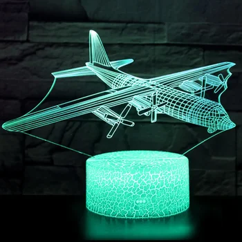  Nighdn Самолет Ночник 3D Иллюзия Лампа 7 Изменение цвета Акриловая светодиодная настольная лампа Рождественский подарок на день рождения для детей и мальчиков