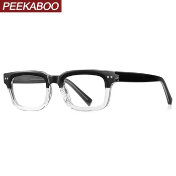  Peekaboo унисекс толстая квадратная оправа для очков для мужчин TR90 прозрачные линзы против синего света очки для женщин CP ацетат высокого качества