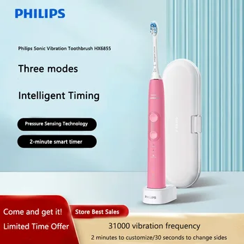  Philips HX6855 Электрическая зубная щетка Взрослая звуковая вибрационная перезаряжаемая зубная щетка (с коробкой для зубных щеток)