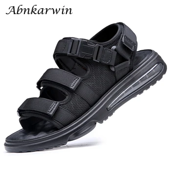  Pure Black Мужчины Повседневные сандалии на воздушной подушке Летняя обувь Удобная легкая