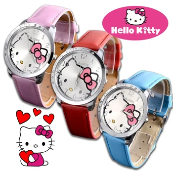  Sanrio Hello Kitty Кварцевые наручные часы для детей Аниме Kawaii Девочки Браслеты Часы для женщин Мода Детские подарки на день рождения