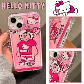  Sanrio Hello Kitty Оболочка телефона для IPhone 7 8 Plus 11 12 13 14 Pro Max Xr X Xs Мультяшный чехол для телефона Прозрачные мягкие задние крышки