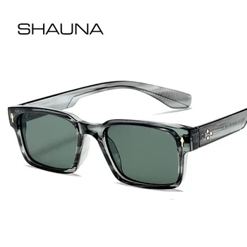  SHAUNA Новые модные прямоугольные солнцезащитные очки UV400 с заклепками