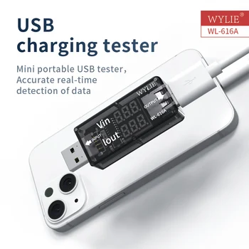  WYLIE WL-616A Мини Портативный USB Тестер USB Зарядка Обнаружение для мобильного телефона Цифровой дисплей Зарядка Напряжение и ток Инструмент