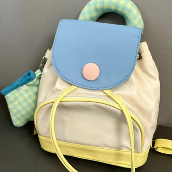   Xiuya Sweet Cute Women Fashion Backpack College Style Color Blocking Nylon Сумка через плечо Повседневная дизайнерская сумка большой емкости