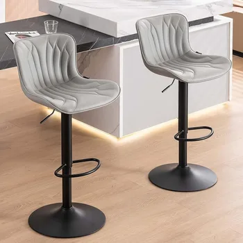  YOUNUOKE Барные стулья для кухонного острова Набор из 2, 24-дюймовых металлических серых барных стульев, вращающихся стульев