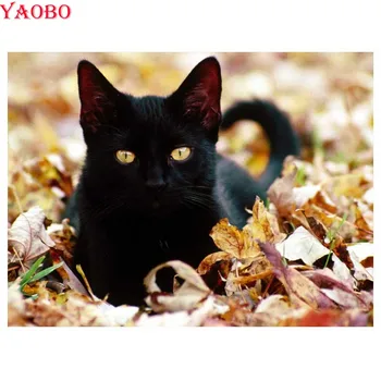  Алмазная живопись Изображение черной кошки Полный квадрат Сверло Мозаика Картина 5D DIY Стразы Вышивка Алмазная мозаика Подарок ручной работы