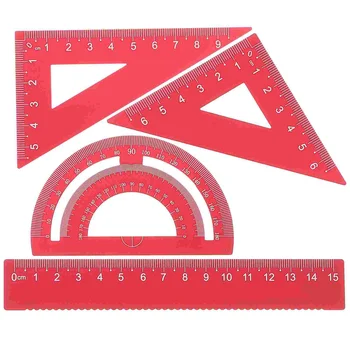   Алюминиевый набор линейки треугольной шкалы включает в себя 2 треугольных транспортира линейки и линейную линейку Математический инструмент для геометрии для студентов