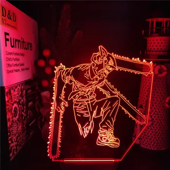  Аниме Бензопила Человек 3D Лампа Светодиодный ночник для украшения спальни Ночник Иллюзия Lampara Изменение цвета Настольная лампа Манга Подарок