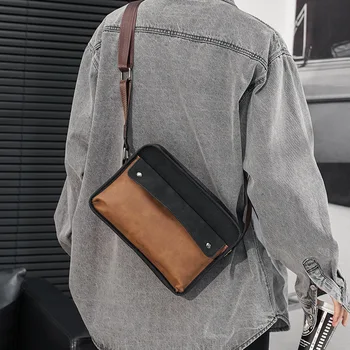  Бренд повседневная ретро сумка-мессенджер простая сумка через плечо сращивание горизонтальная сумка через плечо корейская мужская сумка через плечо сумка слинг сумка
