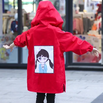  Весенний и осенний пальто Девушка в секции с обеих сторон в ветровке Куртка Детская одежда HPY013