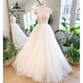  Винтаж Глубокое кружево с V-образным вырезом Свадебное платье для невесты 2023 Женское свадебное платье на заказ Abito Da Sposa