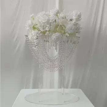  Высокая зеркальная золотая акриловая подставка для цветов для украшения свадебного приема