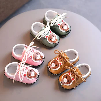  Детская обувь Новая Маленькая Медвежонок Сшитая Сумка Обувь Для Мальчиков Милая Детская Кожаная Обувь Для Девочек Милая и Удобная