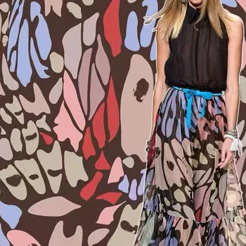   Европейский и Американский красочный геометрический принт тонкая шифоновая ткань для женщин платье блузка ручной работы DIY ткань швейный материал