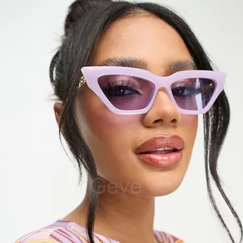  Женские солнцезащитные очки с металлической цепочкой Модные роскошные солнцезащитные очки Кошачий глаз в маленькой оправе для женских очков UV400 Oculos de Sol