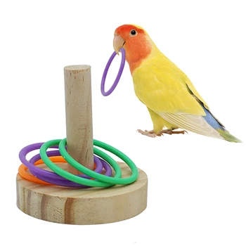  Игрушка для птиц попугая Деревянная платформа Пластиковые кольца с наконечником Интеллект Развивающая игрушка-головоломка Интерактивная игра Обучающие игрушки