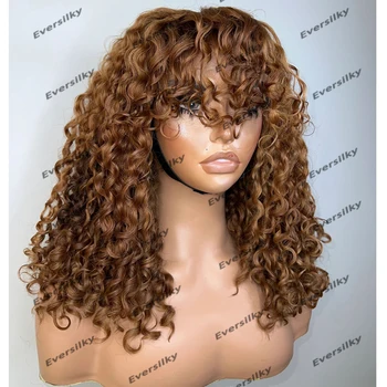  Карамельно-коричневый перуанский бесклеевой 200плотность 13x6 с глубокой частью кружева спереди парики из натуральных волос для женщин свободные кудрявые парики 5x5 с кружевным закрытием