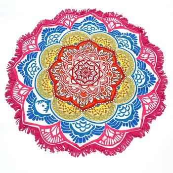  коврик для йоги круглый полотенце гобелен с кисточкой декор с цветочным узором круглая скатерть коврик для пикника